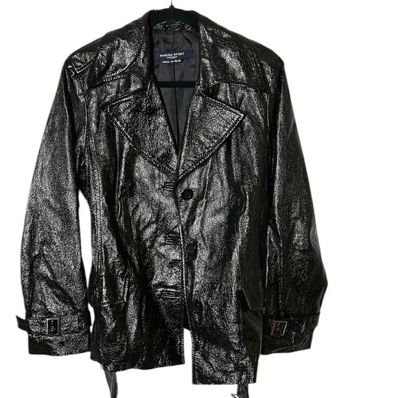 Y2K Marina Rinaldi  vtg coat,women M/L  PTP 21”. Lightweight,tag says leather - Picture 1 of 17